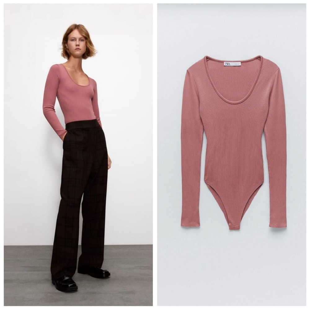 Long Sleeve Mauve Ribbed Zara Bodysuit